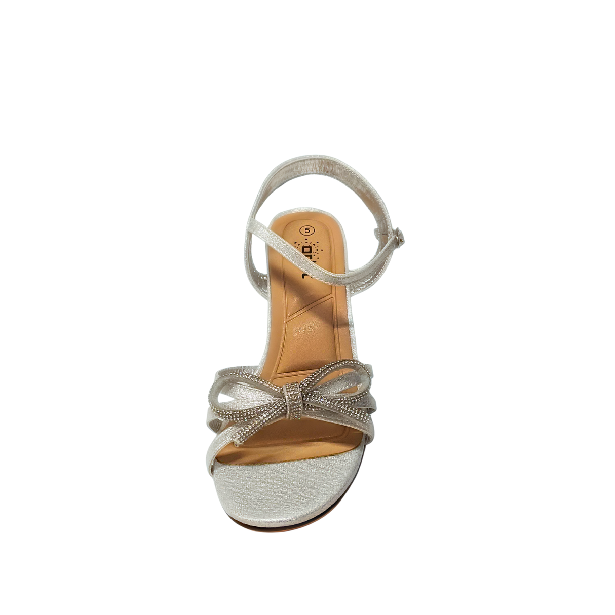 Orbit Bow Block Heel Sandal - Silver