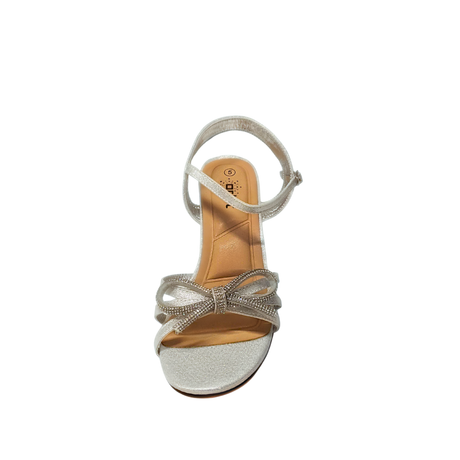 Orbit Bow Block Heel Sandal - Silver