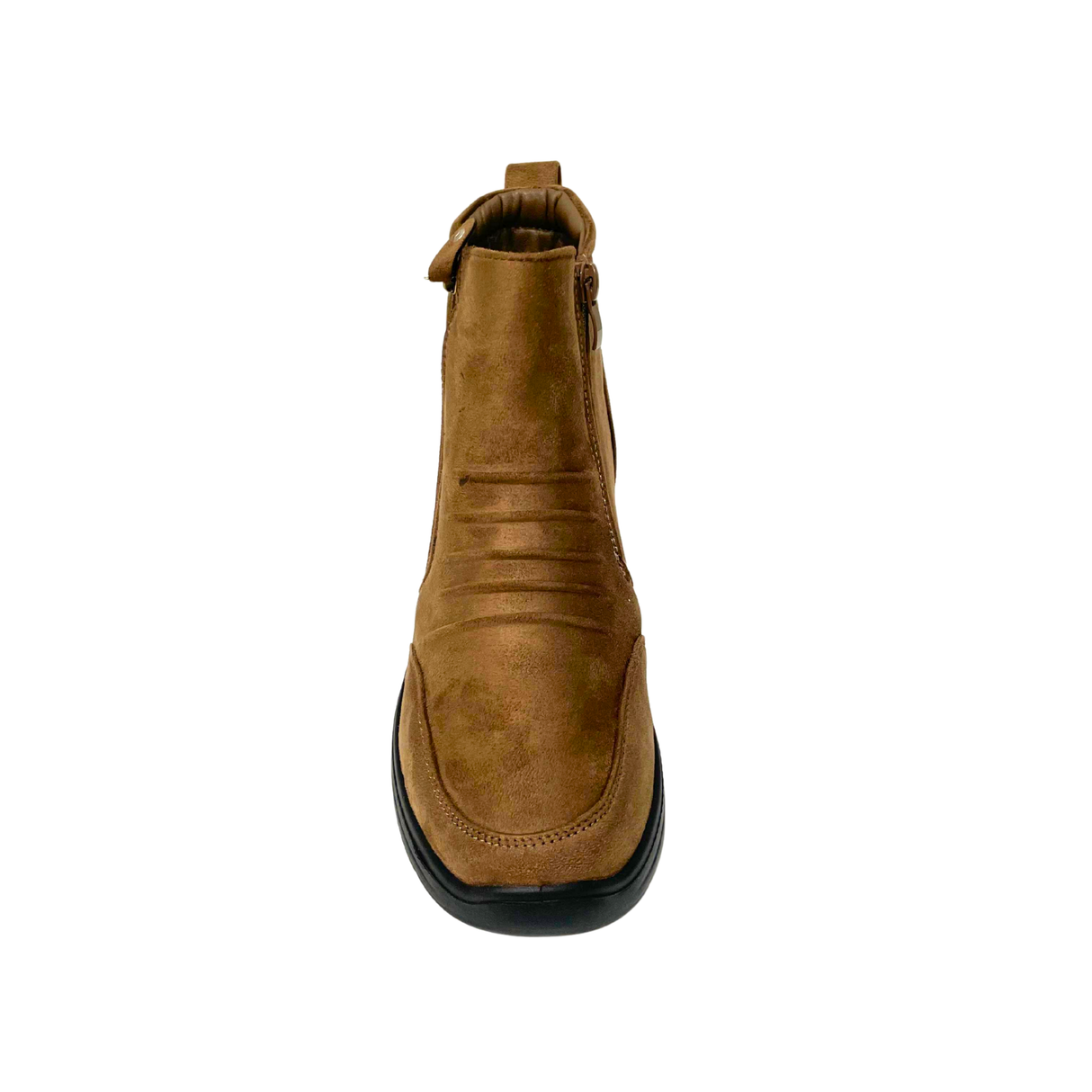 Savoy Wedge Ankle Boot with Zip Detail - Brown