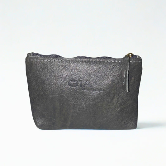 Gia grey DOUBLE ZIP lipstick purse