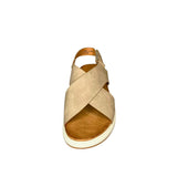 Wild Alice Taupe Cross Over Flatform Sandal – front view