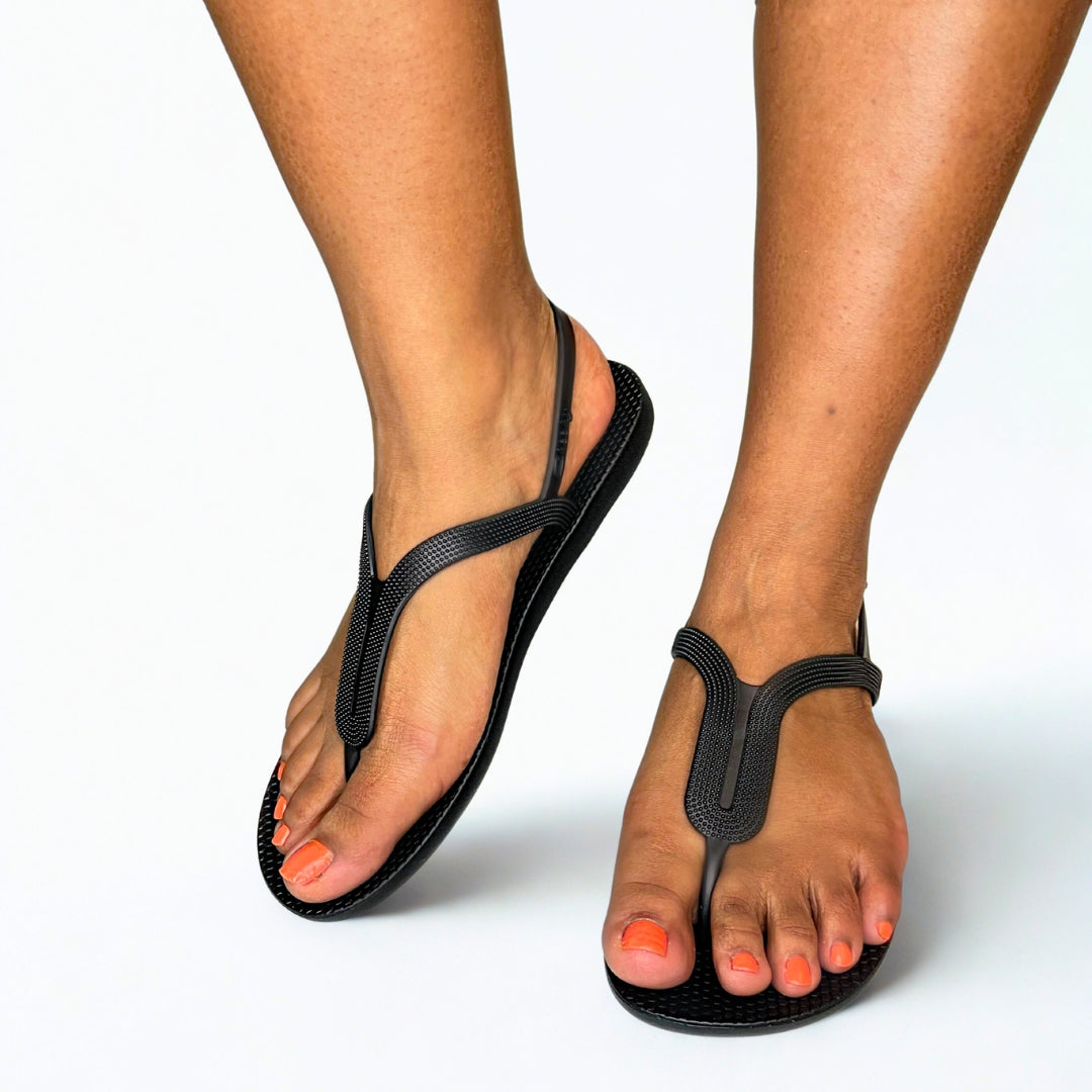 Cheeky black TOE POST back strap sandal