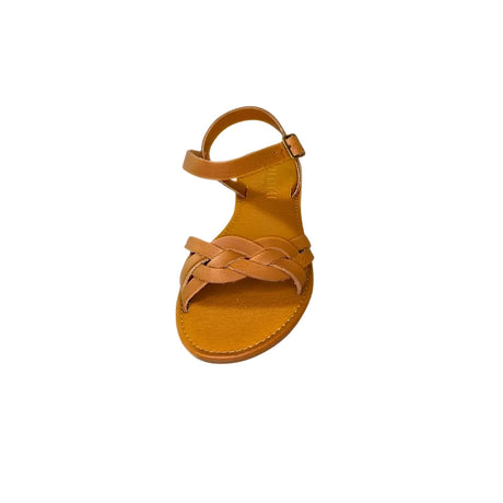 Andreoli Tan Intertwined Bar Strap Sandal – front view