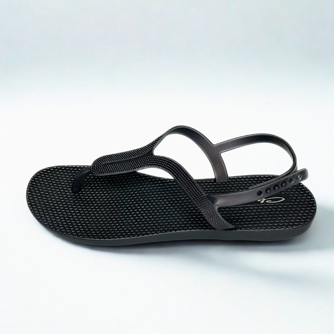 Cheeky black TOE POST back strap sandal