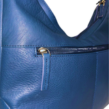 Gia Leather Hobo Shoulder Bag - Navy