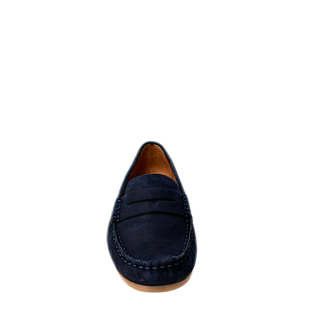 Gia Classic Leather Moccasin - Navy