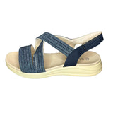Queue Navy Cross Over Velcro Strap Sandal – side view