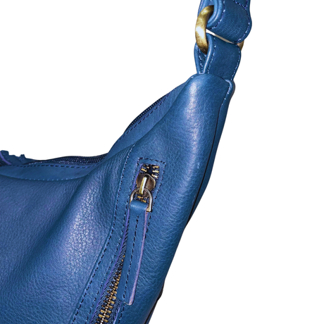 Gia Leather Hobo Shoulder Bag - Navy