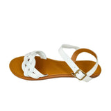 Andreoli White Intertwined Bar Strap Sandal – side view
