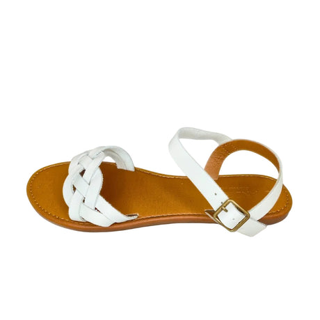 Andreoli White Intertwined Bar Strap Sandal – side view