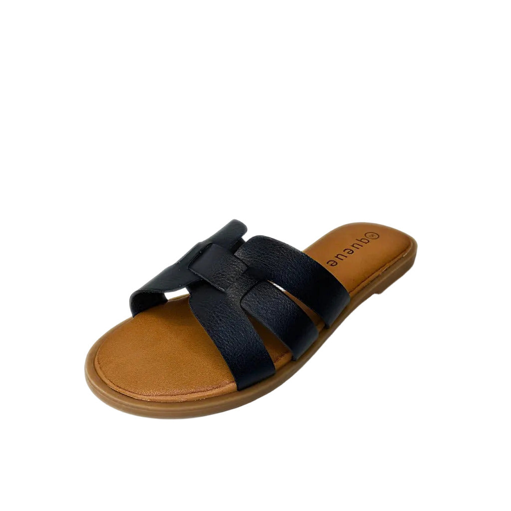 Queue Black Cut-out Looped Sandal – product image 1