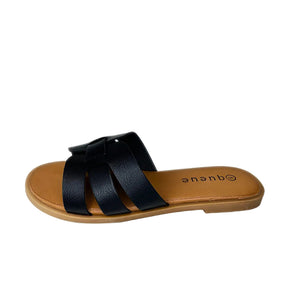 Queue Black Cut-out Looped Sandal – side view