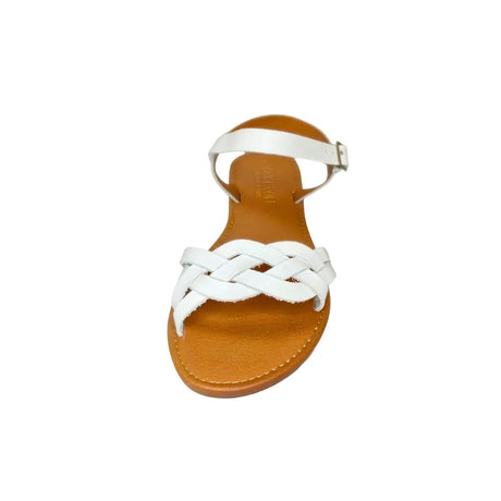 Andreoli White Intertwined Bar Strap Sandal – front view