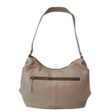 Gia Leather Curved Top Shoulder Bag - Taupe