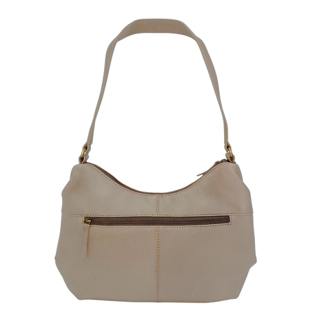 Gia Leather Curved Top Shoulder Bag - Taupe
