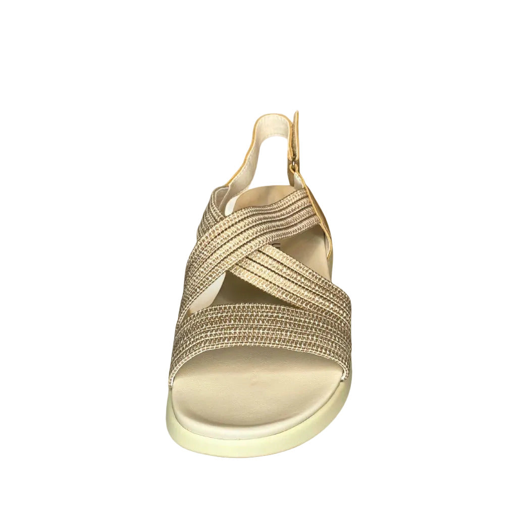 Queue Khaki Cross Over Velcro Strap Sandal – front view