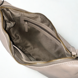 Gia Leather Curved Top Shoulder Bag - Taupe