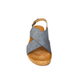 Queue Blue Cross Over Cork Wedge – front view