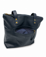 Gia Leather Hannah Tote Bag - Navy