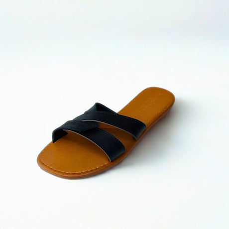 Andreoli Black Leather Intertwined Slide – product image 1