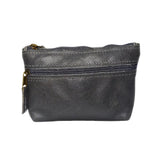 Gia Grey Double Zip Lipstick Purse – side view