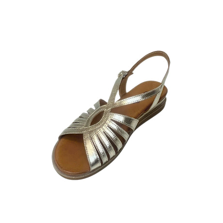 Gia Metalic Gold Leather Strappy Backstrap Sandal – product image 1