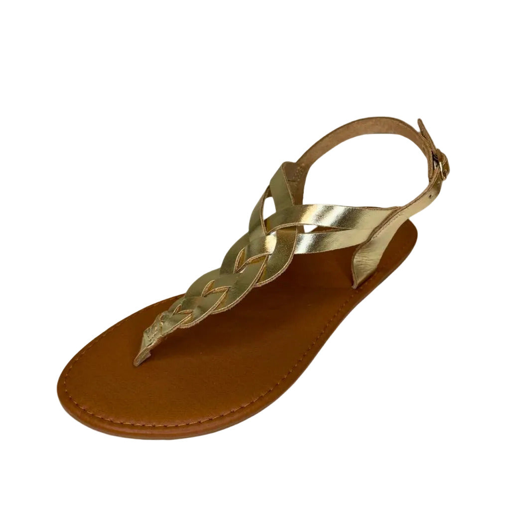 Andreoli Gold Leather Intertwined Slingback – product image 1