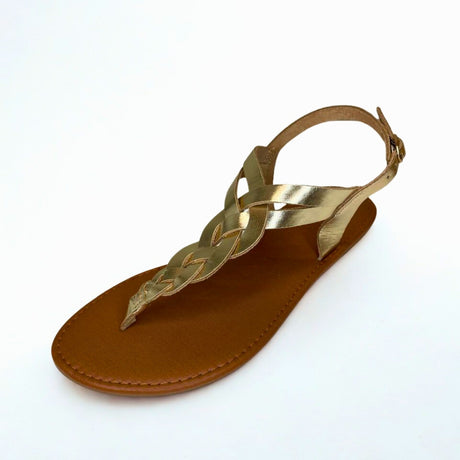 Andreoli Gold Leather Intertwined Slingback – product image 1