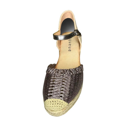 Queue Pewter Metallic Espadrille Wedge – front view