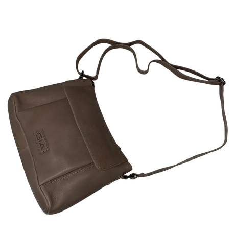 Gia Leather Fold Over Flap Bag - Taupe