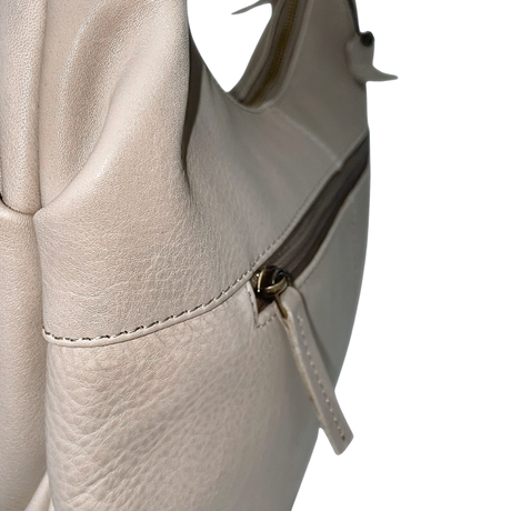 Gia Leather Curved Top Shoulder Bag - Taupe