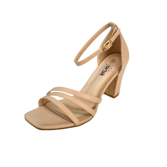Orbit Multi Strap Block Heel Sandals - Nude