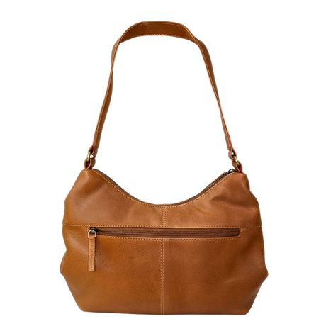 Gia Leather Curved Top Shoulder Bag - Camel