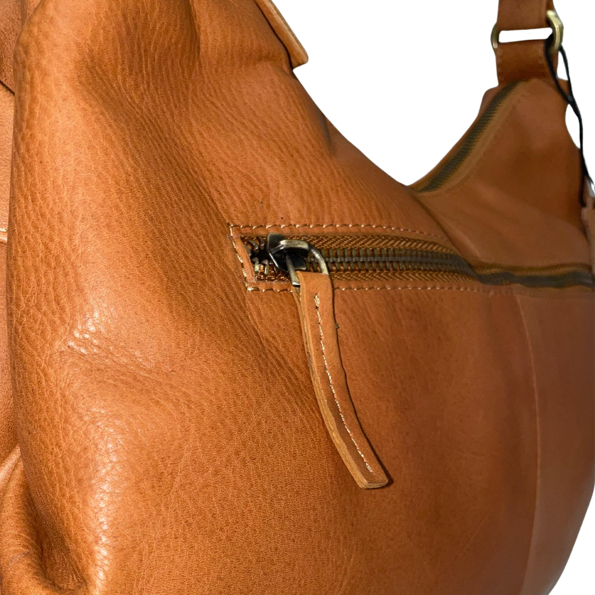 Gia Leather Curved Top Shoulder Bag - Camel
