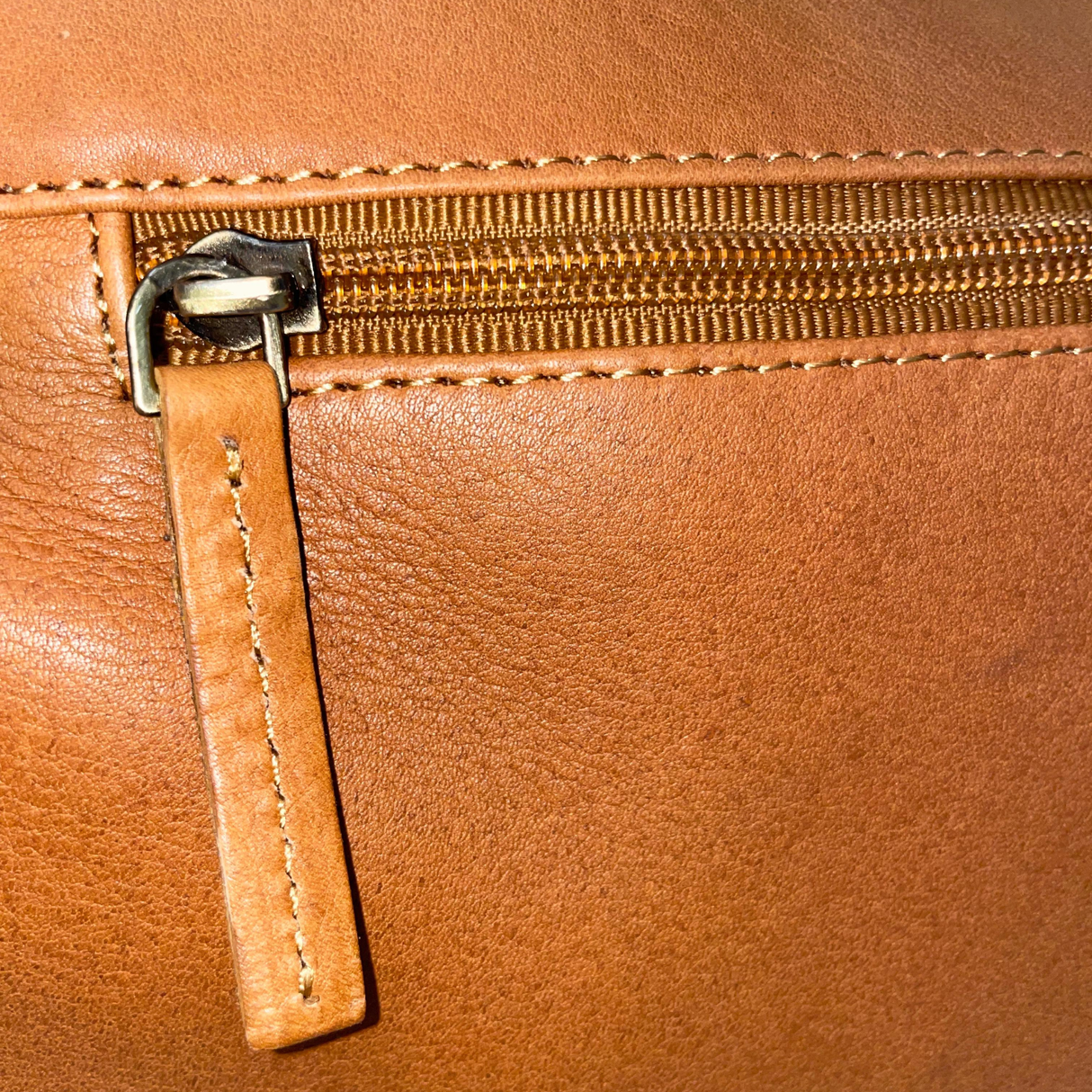 Gia Leather Curved Top Shoulder Bag - Camel