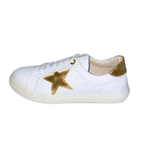 Gia White Leather Sneaker With Gold Star Detail – side view