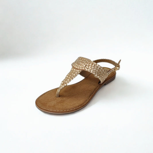 Gia gold LEATHER WEAVE slingback sandal