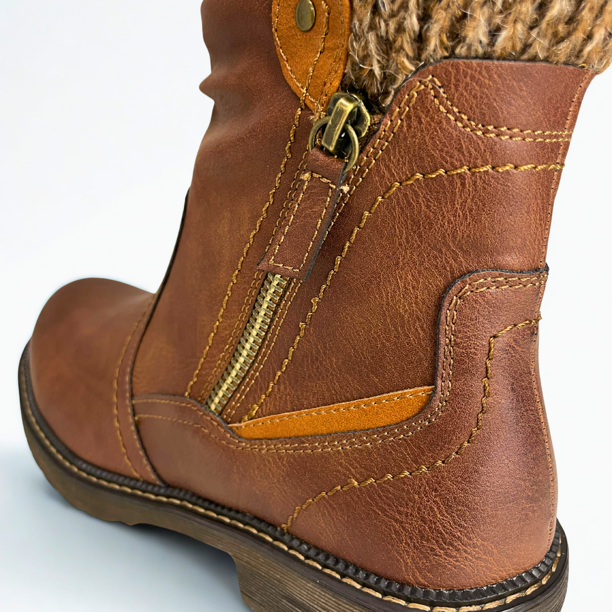 Savoy Mid-Ankle Boots with Stitched Panels - Brown – product image 5