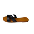 Andreoli Black Leather Intertwined Slide – side view