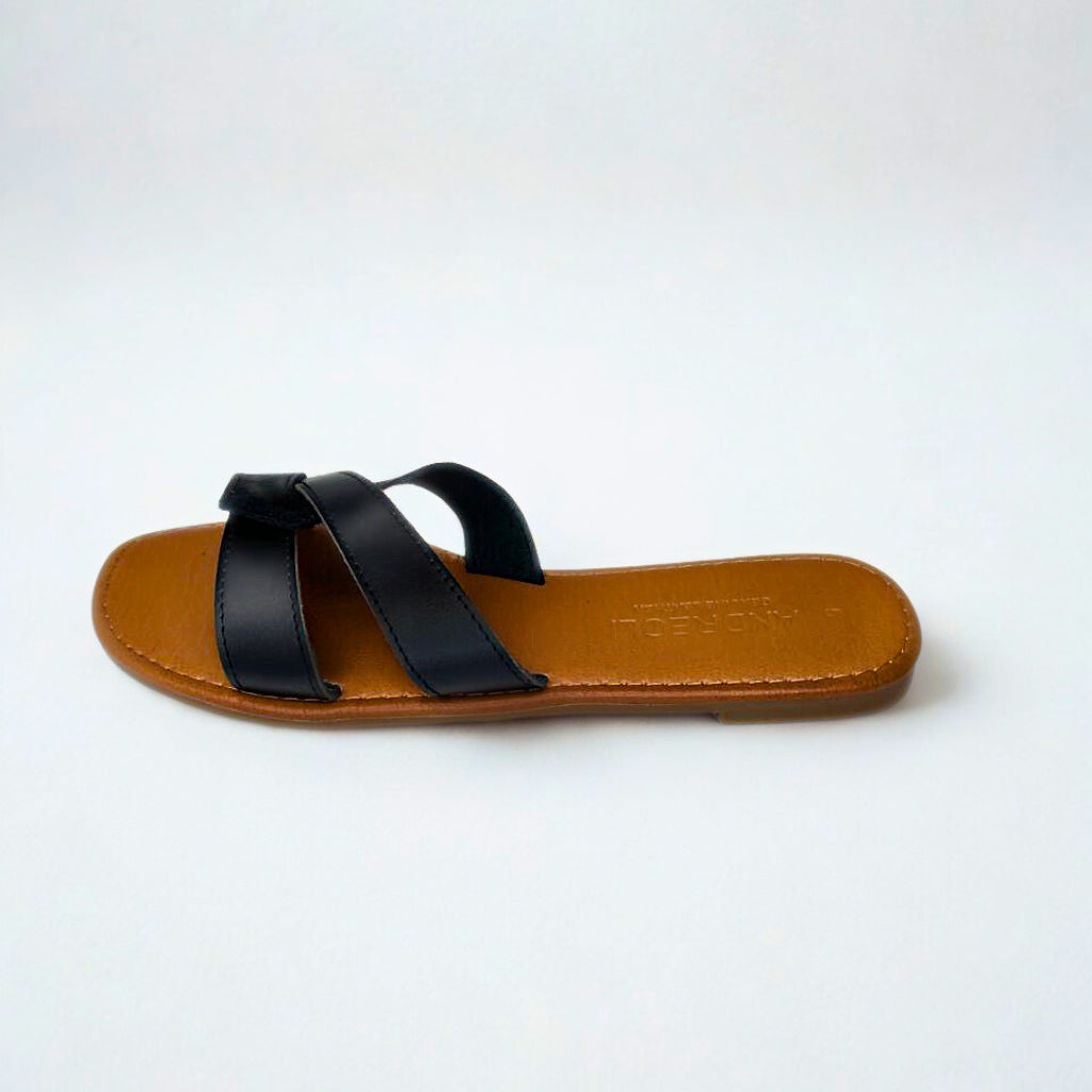 Andreoli black leather INTERTWINED slide