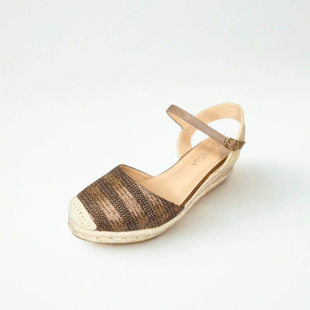 Geena bronze closed toe ESPADRILLE wedge