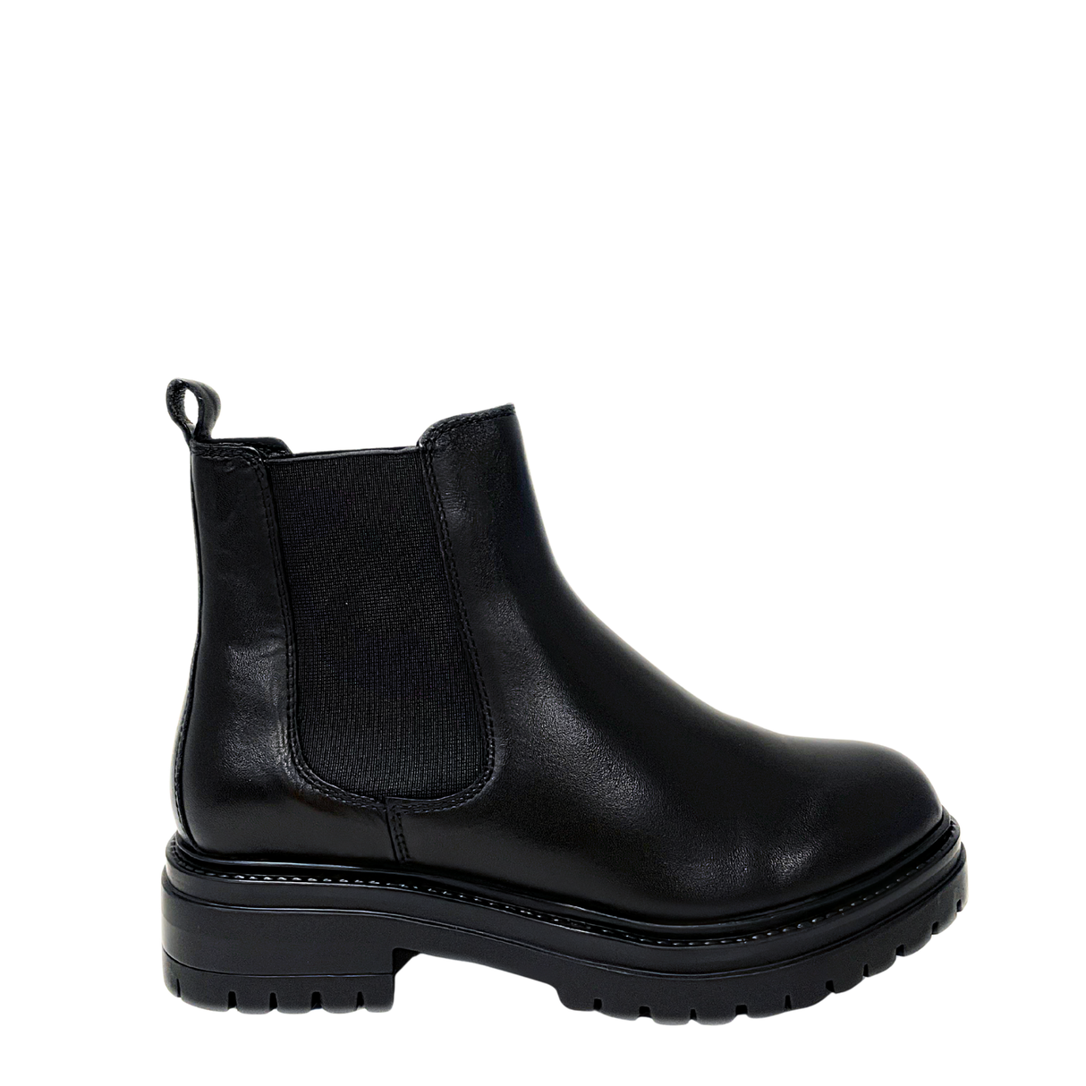 Gia Leather Chunky Chelsea Boot - Black