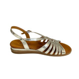 Gia Metalic Gold Leather Strappy Backstrap Sandal – side view