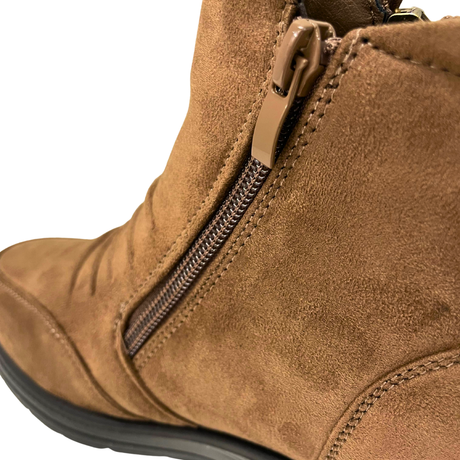 Savoy Wedge Ankle Boot with Zip Detail - Brown