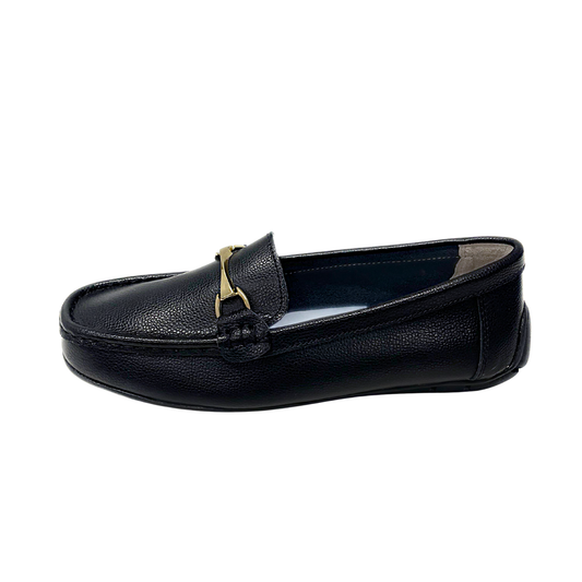 Geena Moccasin With Gold Detail - Black