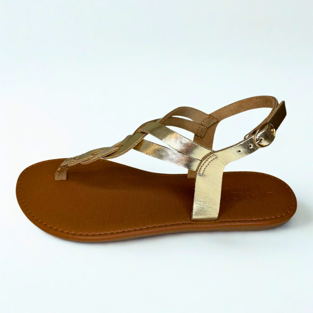 Andreoli gold leather INTERTWINED slingback