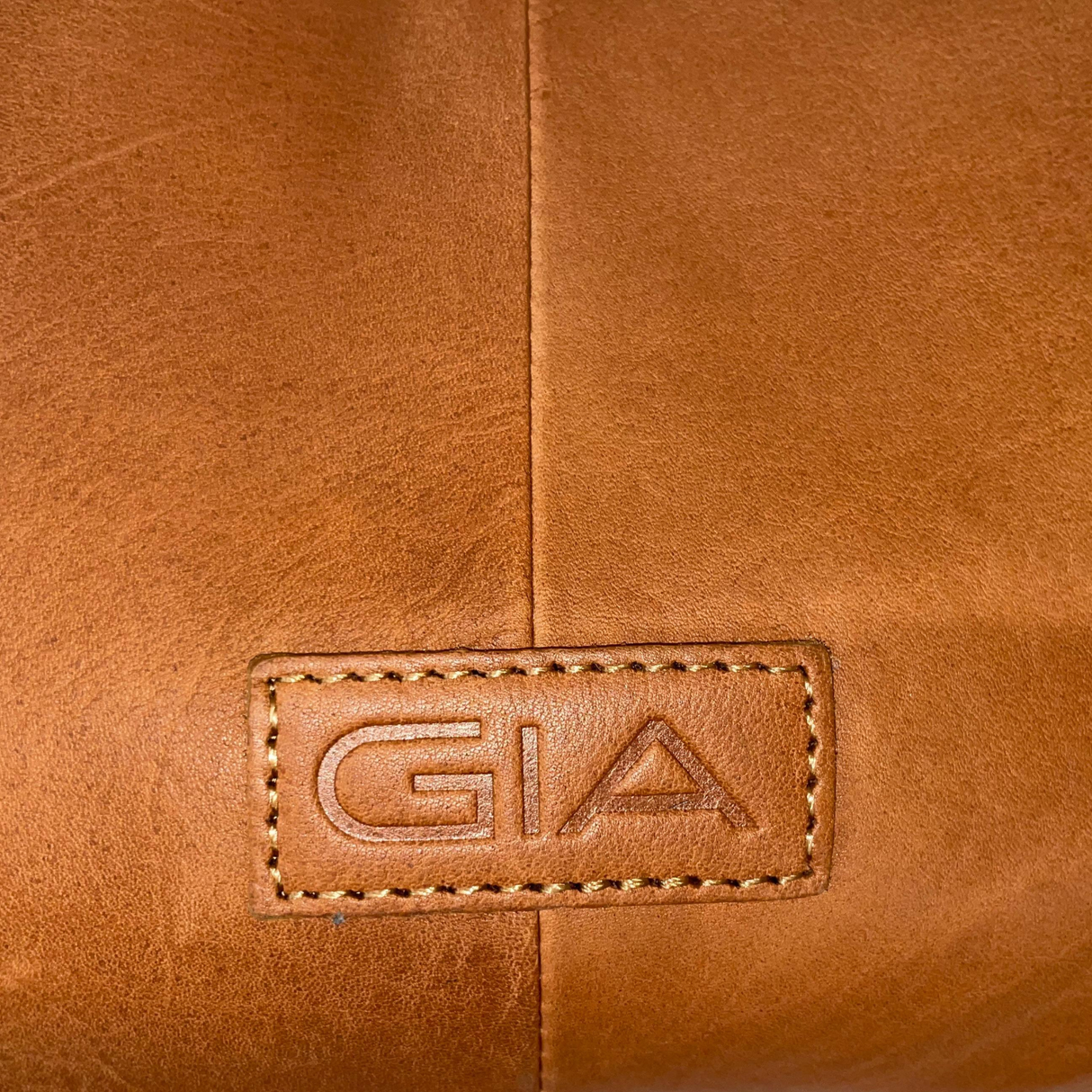 Gia Leather Curved Top Shoulder Bag - Camel