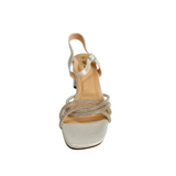 Orbit Intertwine Block Heel Sandals - Silver – front view