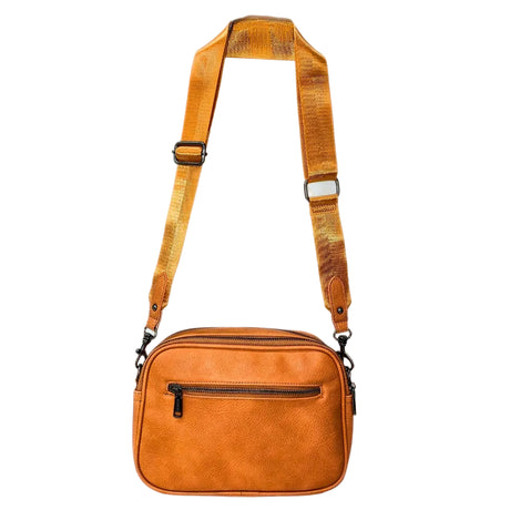Wild Alice Orange Quilt Crossbody Bag – side view