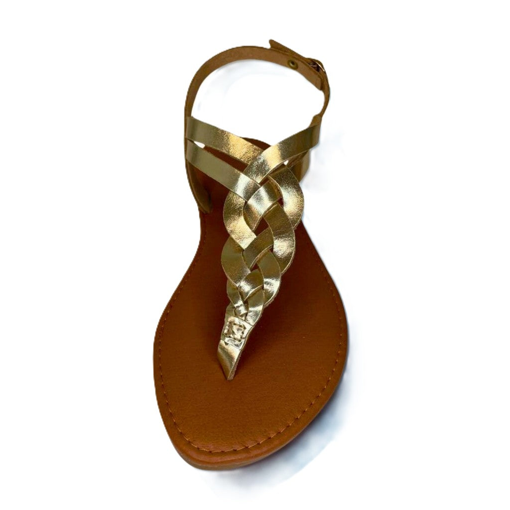 Andreoli gold leather INTERTWINED slingback